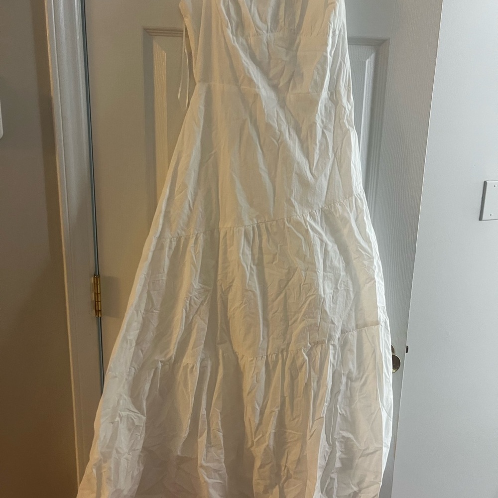 12th Tribe Cream Strapless Tiered Sundress